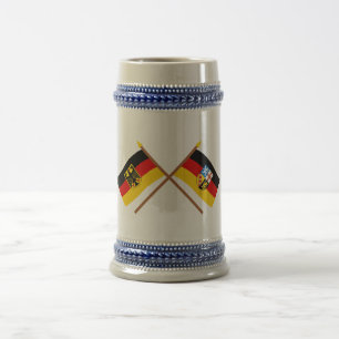Deutschland und Saarland Flaggen, gekreuzt Beer Stein