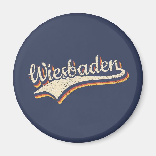 Deutschland Wiesbaden Vintage Retro Typografie  Magnet (Front)