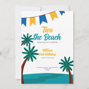 Deux à la plage invitation de 2e anniversaire mign
