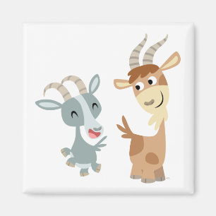 Deux adorables aimants aimants caricatures de chèv