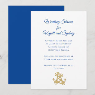 Deux Ancres d'or Nautical Shower Invitation