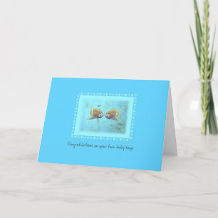 DEUX Anges Twin Baby Boys Carte de voeux