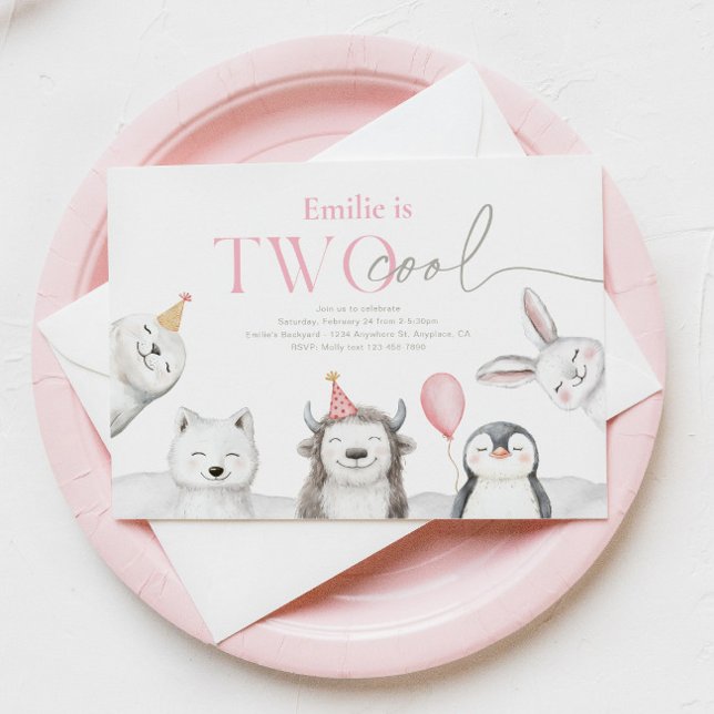 Deux animaux d'hiver Cool Invitation d'anniversair (Créateur téléchargé)