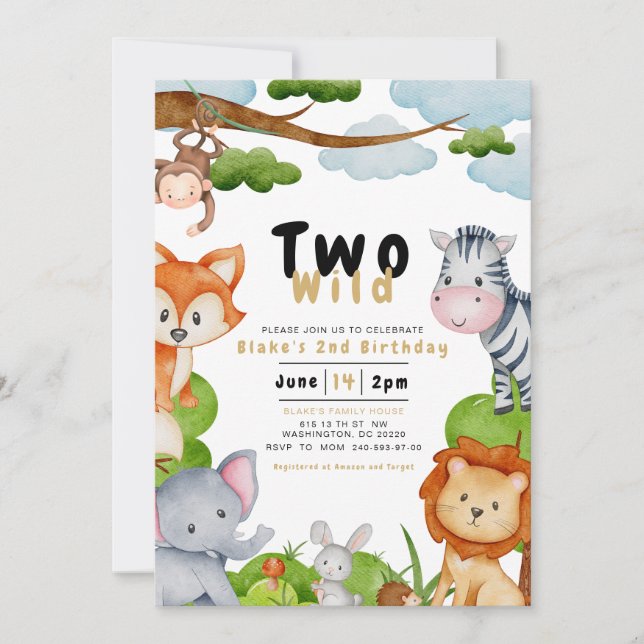 Deux animaux sauvages Deuxième Invitation d'annive (Devant)