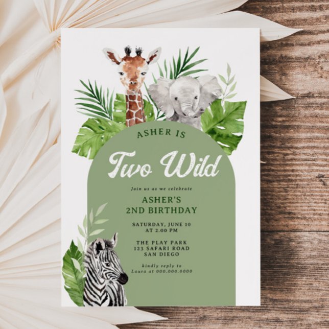 Deux animaux sauvages Safari Invitation 2e anniver (Créateur téléchargé)
