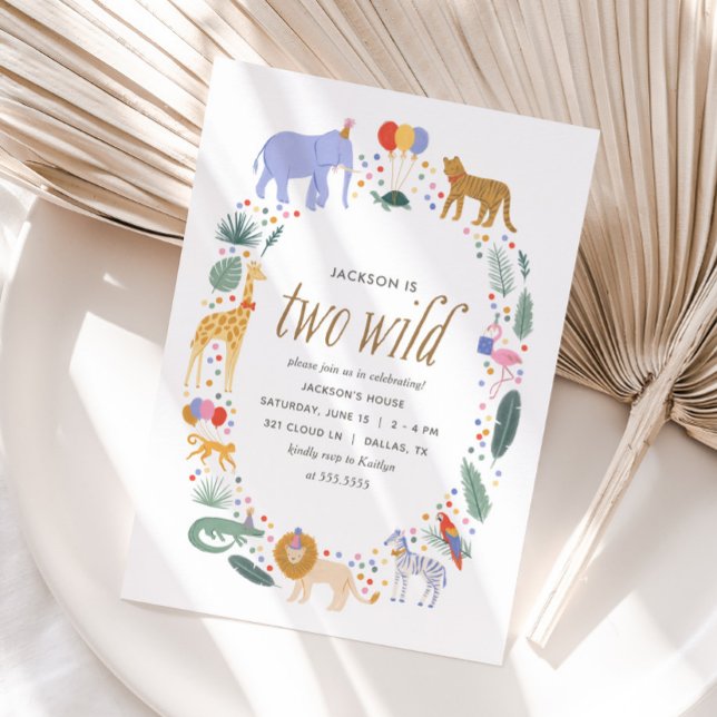 Deux animaux sauvages Safari Invitation de fête d' (Créateur téléchargé)