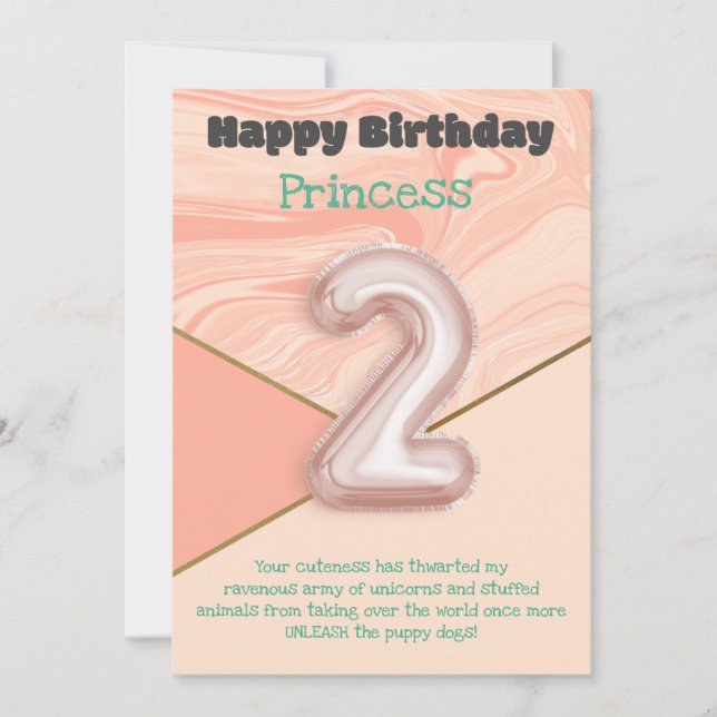 Deux ans filles Bonne carte d'anniversaire (Devant)