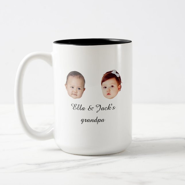 Deux bébé visage mug cadeau photo personnalisé (Gauche)
