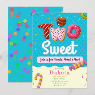 Deux beignets sucrés Fille Invitations de fête d'a