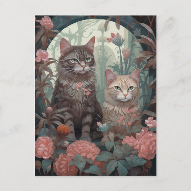 Deux belles cartes postales de chats (Devant)