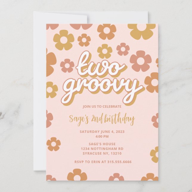 Deux Boho Daisy Super 2e Invitation d'anniversaire (Devant)