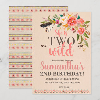Deux Boho sauvage Chic Invitation d'anniversaire