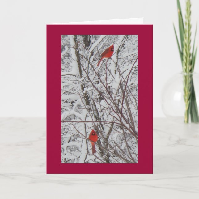 Deux carte de Noël rouge de la frontière 5x7 de (Devant)