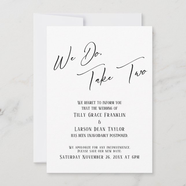 Deux : Carte simple Mariage retardée (Devant)