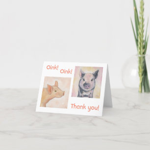 Deux Cartes de remerciements à cochons