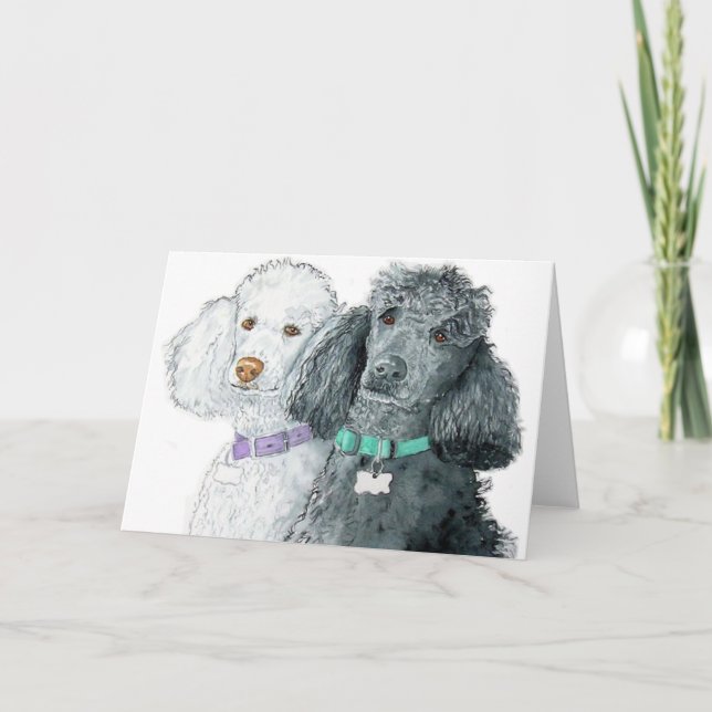 Deux Cartes de voeux de caniche (Devant)
