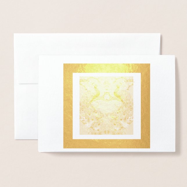 Deux cartes en feuille d'aluminium de paons bleus  (Devant avec enveloppe)