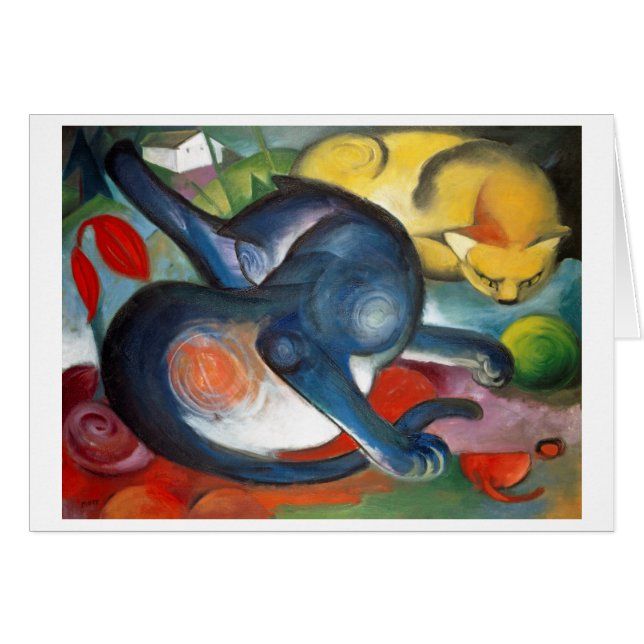Deux Cats, Blue and Yellow, Franz Marc (Devant horizontal)