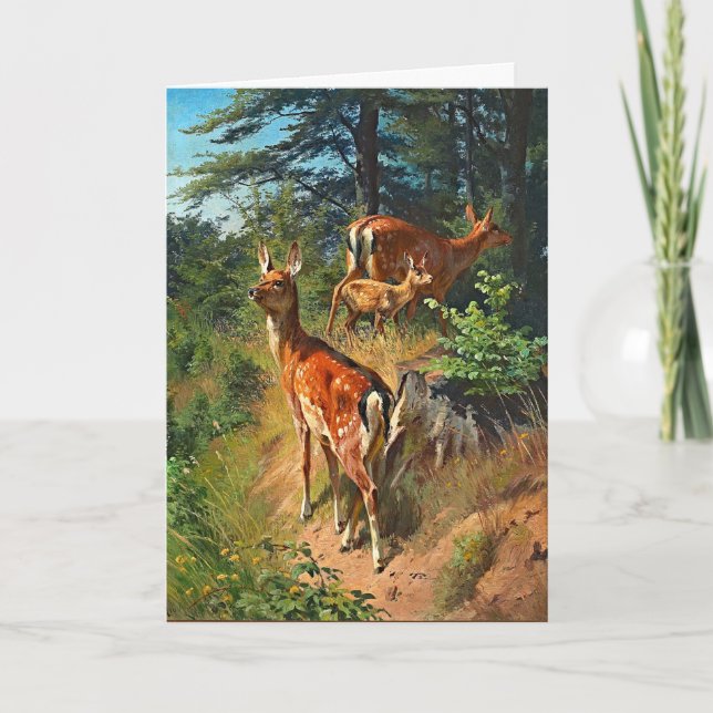 Deux Cerfs Et Mignons Fawn Dans La Carte Vierge De (Devant)