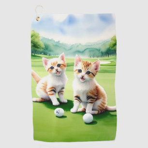 Deux chatons Jouant Serviette de golf