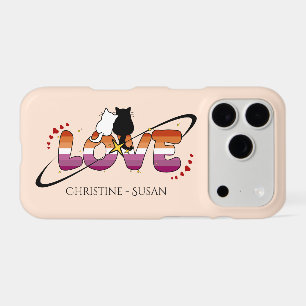 Deux chats amoureux Drapeau lesbien du coucher de