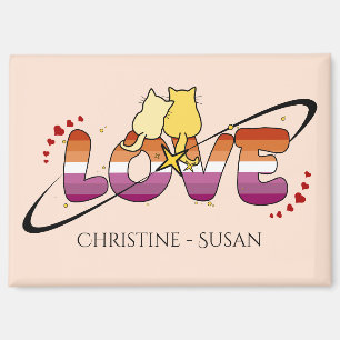 Deux chats amoureux Magnet Drapeau Lesbien Coucher