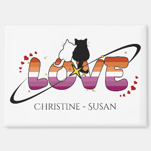 Deux chats amoureux Magnet Drapeau Lesbienne Couch