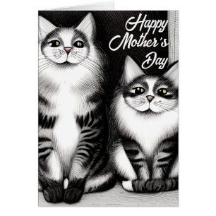 Deux chats Bonne carte de voeux pour la fête des m