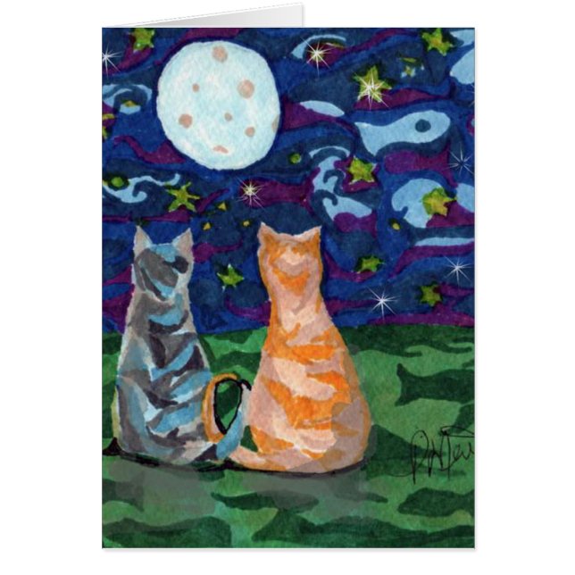 Deux chats dans l'art de clair de lune (Devant)