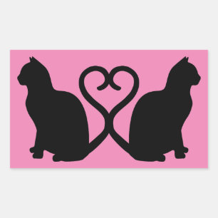 Deux chats en amour Silhouette Stickers Rectangle