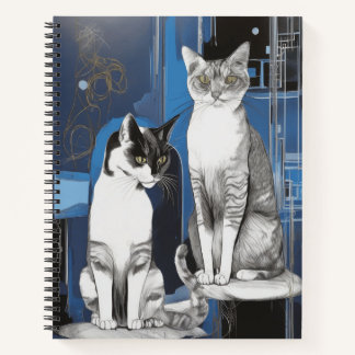 Deux chats gris sur un journal Arrière - plan Abst