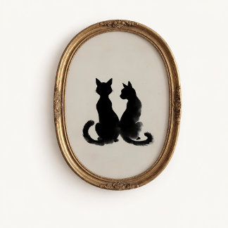 Deux Chats Silhouette Poster Mural
