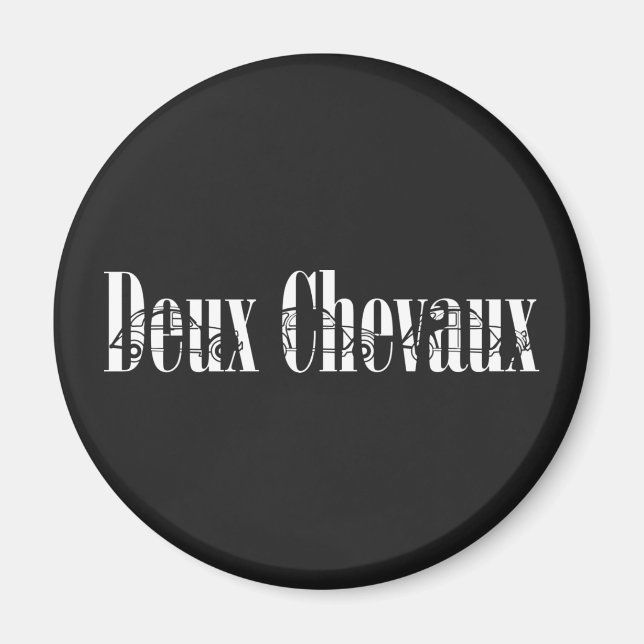 Deux Chevaux 2CV Chic Silhoutte Typography Magnet (Front)