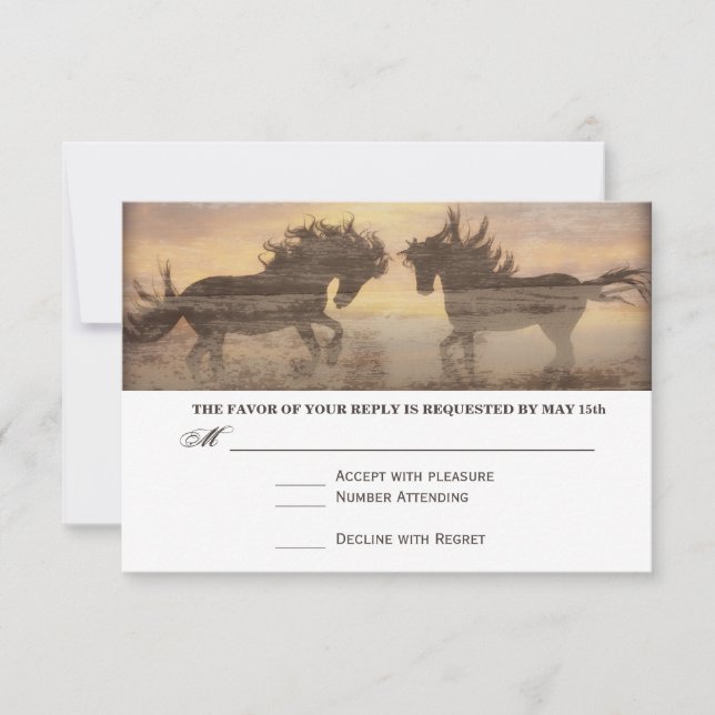 Deux chevaux rustique Pays Western Mariage RSVP vo (Devant)