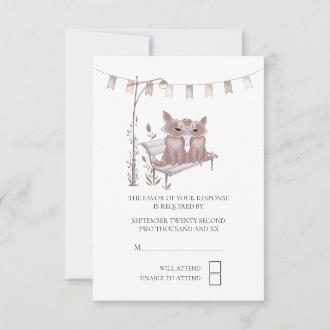 Deux chiens mignons sur le Mariage RSVP Park Bench (Devant)