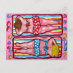 Deux Chubby Divas Sunbaasage carte postale