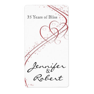 Deux Coeurs comme un Étiquette de vin anniversaire