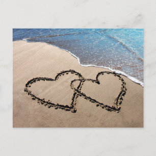 Deux Coeurs Dans La Carte Postale Sand Beach