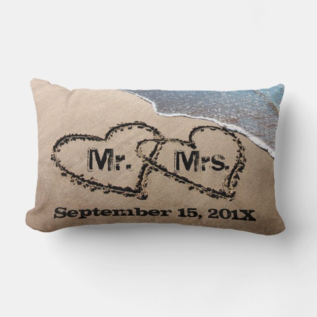 Deux Coeurs Dans Le Coussin Mariage De Sable (Recto)