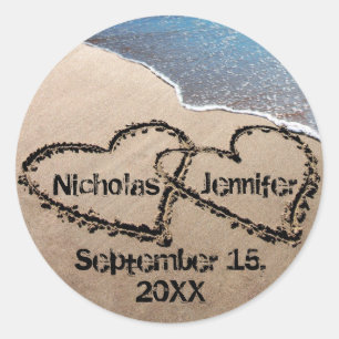 Deux Coeurs Dans Le Sable Stickers Stickers