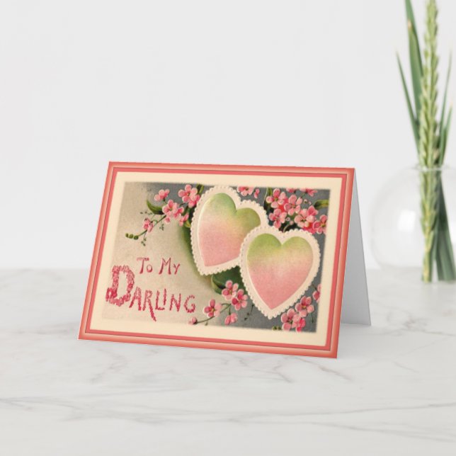 Deux Coeurs de Saint-Valentin roses - Carte de Sai (Devant)