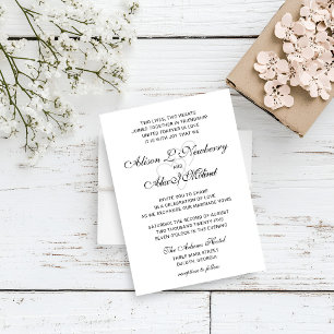 Deux Coeurs Élégant Faire-part de mariage Script