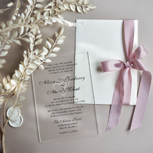 Deux Coeurs Élégant Faire-part de mariage Script