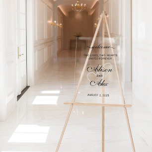 Deux coeurs Élégante Mariage de script Affiche de 