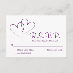 Deux coeurs entrelacés carte de mariage RSVP