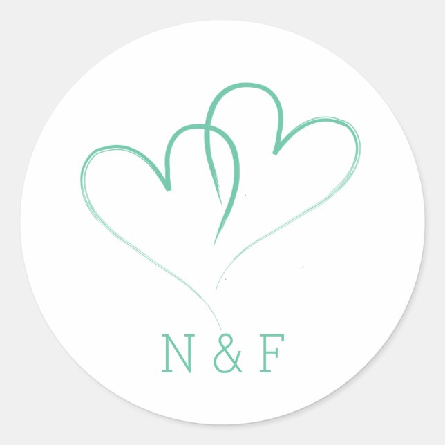 Deux Coeurs entrelacés - Sticker rond Mariage (Devant)