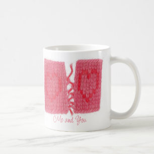 DEUX COEURS KNIT Mug blanc + Texte