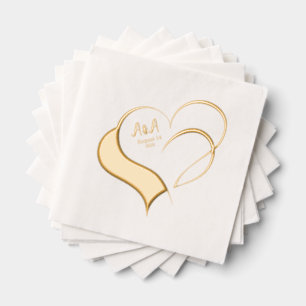 Deux Coeurs Or Fancy Mariage Monogramme