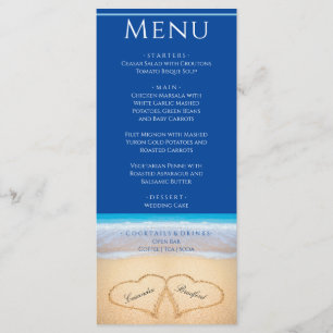 Deux coeurs sur le Beach Wedding Dark Blue Menu