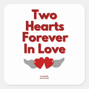 Deux Coeurs toujours amoureux Carré Sticker